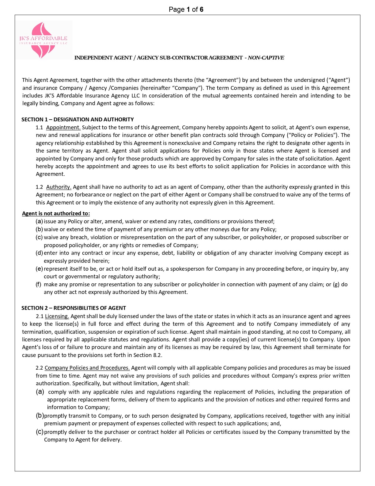 INDEPENDENT AGENT AGREEMENT INSURANCE Non_Captive_page-0001
